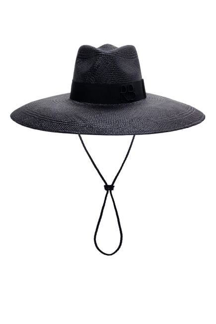 قبعة فيدورا بحافة عريضة قش